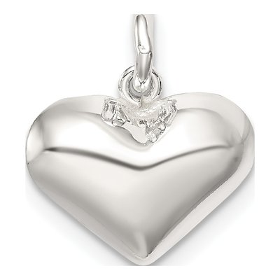Sterling Silver Puff Heart Pendant – view 4