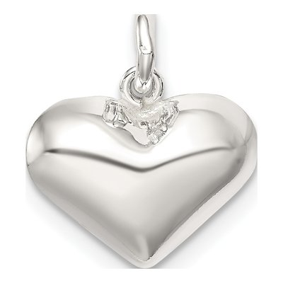 Sterling Silver Puff Heart Pendant