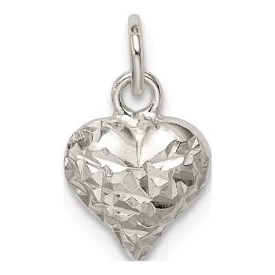 Sterling Silver Diamond-Cut Puff Heart Charm – view 4