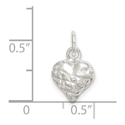 Sterling Silver Diamond-Cut Puff Heart Charm – view 5