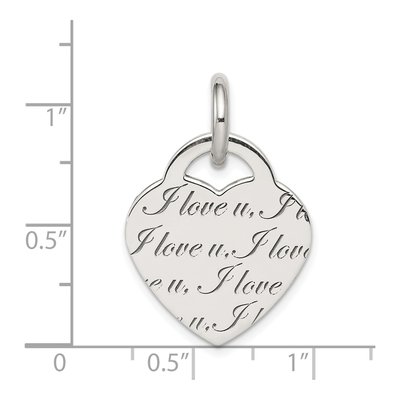 Sterling Silver 'i Love U' Heart Pendant – view 4