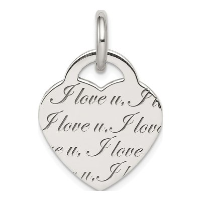 Sterling Silver 'i Love U' Heart Pendant