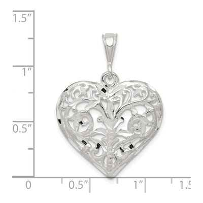 Sterling Silver Filigree Heart Pendant – view 4