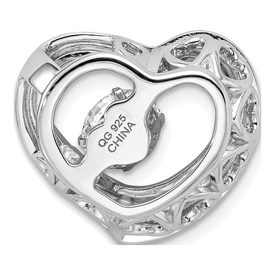 Sterling Silver CZ Heart Pendant – view 4