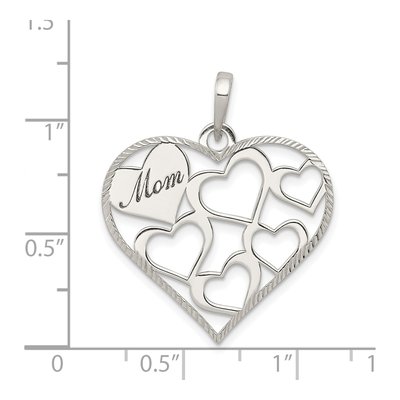 Sterling Silver 'mom' Engraved Heart Pendant – view 4