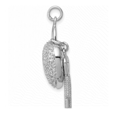 Sterling Silver CZ Heart Lock Key Pendant – view 3