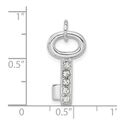 Sterling Silver Crystal Key Pendant – view 3