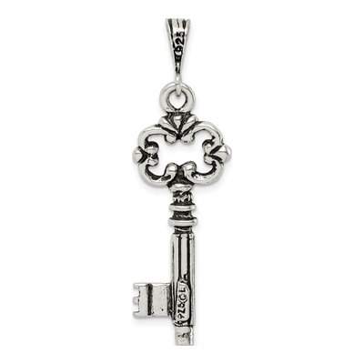 Sterling Silver Antiqued Key Pendant – view 5
