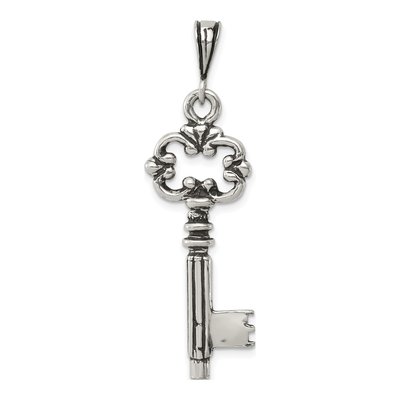 Sterling Silver Antiqued Key Pendant