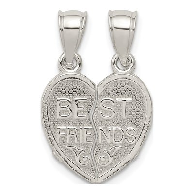 Sterling Silver Mini Best Friends Heart Set Pendant