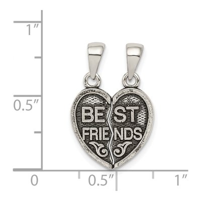 Sterling Silver Best Friends Break Away Heart Pendant – view 4