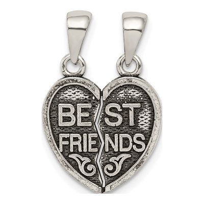 Sterling Silver Best Friends Break Away Heart Pendant