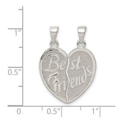 Sterling Silver Best Friends Break Apart Heart Pendant – view 4