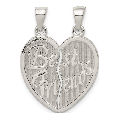 Sterling Silver Best Friends Break Apart Heart Pendant
