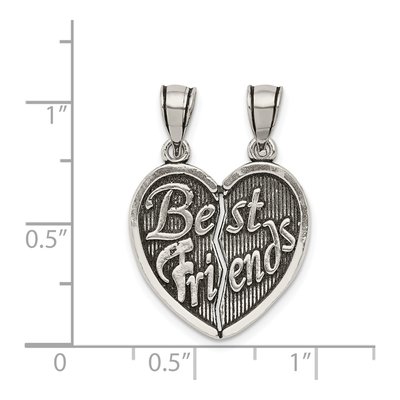 Sterling Silver Best Friends Break Apart Heart Pendant – view 4