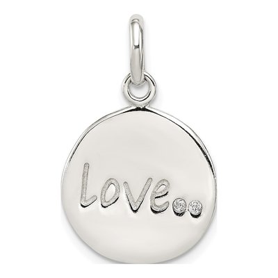 Sterling Silver CZ LOVE Pendant