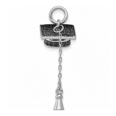 Sterling Silver CZ Graduation Cap Pendant – view 3