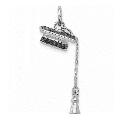 Sterling Silver CZ Graduation Cap Pendant