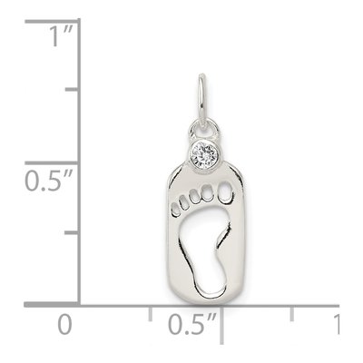 Sterling Silver CZ Footprint Pendant – view 4