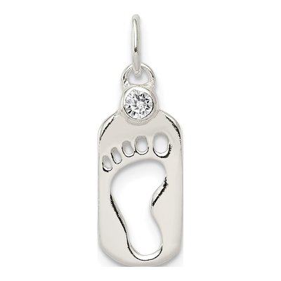 Sterling Silver CZ Footprint Pendant