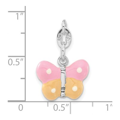 Sterling Silver 3-D Enamel Butterfly Charm – view 3