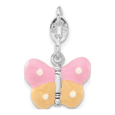 Sterling Silver 3-D Enamel Butterfly Charm
