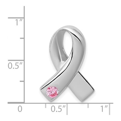 Sterling Silver CZ Awareness Ribbon Pendant – view 5