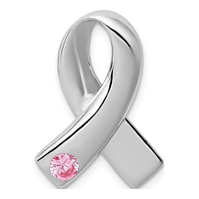 Sterling Silver CZ Awareness Ribbon Pendant
