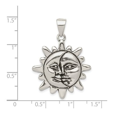 Sterling Silver Antiqued Sun Moon Pendant – view 4