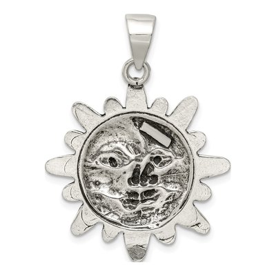 Sterling Silver Antiqued Sun Moon Pendant – view 5