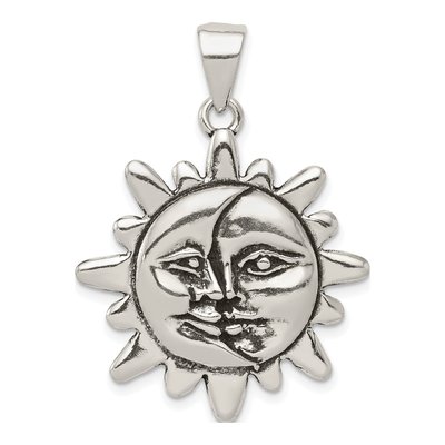 Sterling Silver Antiqued Sun Moon Pendant