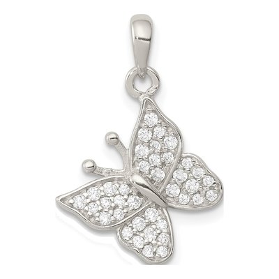Sterling Silver CZ Butterfly Pendant