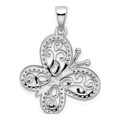 Sterling Silver CZ Butterfly Pendant – view 4