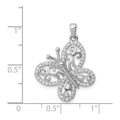 Sterling Silver CZ Butterfly Pendant – view 5