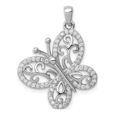 Sterling Silver CZ Butterfly Pendant