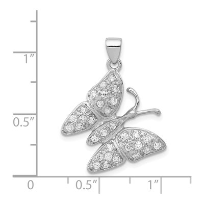 Sterling Silver CZ Butterfly Pendant – view 5