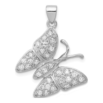Sterling Silver CZ Butterfly Pendant