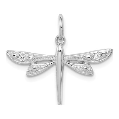 Sterling Silver CZ Dragonfly Pendant