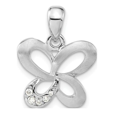 Sterling Silver CZ Butterfly Pendant