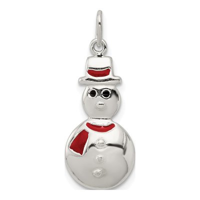 Sterling Silver Enamel Snowman Pendant