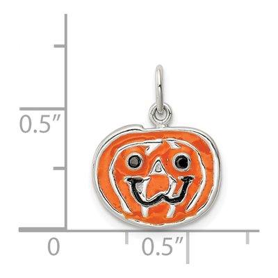 Sterling Silver Enamel Pumpkin Pendant – view 5