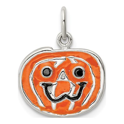 Sterling Silver Enamel Pumpkin Pendant