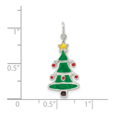 Sterling Silver Enamel Christmas Tree Pendant – view 4