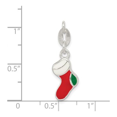 Sterling Silver Enamel Christmas Stocking Charm – view 4