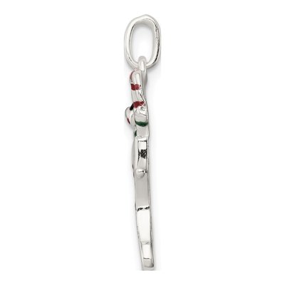 Sterling Silver Enamel Christmas Stocking Pendant – view 3