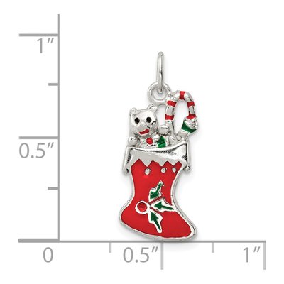 Sterling Silver Enamel Christmas Stocking Pendant – view 4