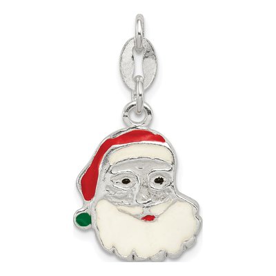 Sterling Silver Enamel Santa Charm