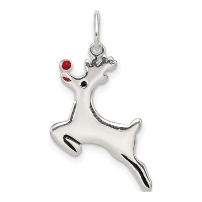 Sterling Silver Enamel Reindeer Pendant