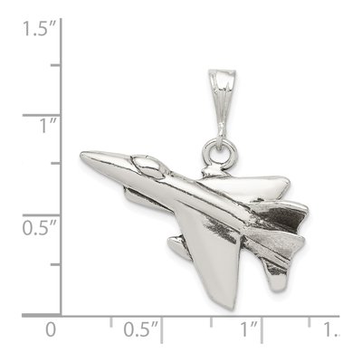 Sterling Silver Antiqued Jet Fighter Pendant – view 4