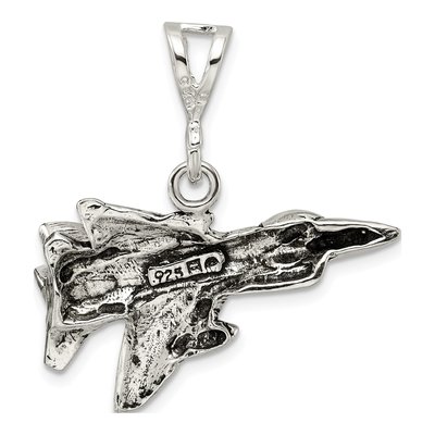 Sterling Silver Antiqued Jet Fighter Pendant – view 5